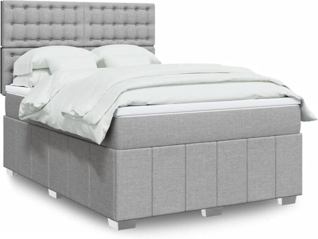 Vidaxl Boxspringbett mit Matratze in Grau und Weiß aus Stoff, B/T: 140 x 190 cm - Bild 1