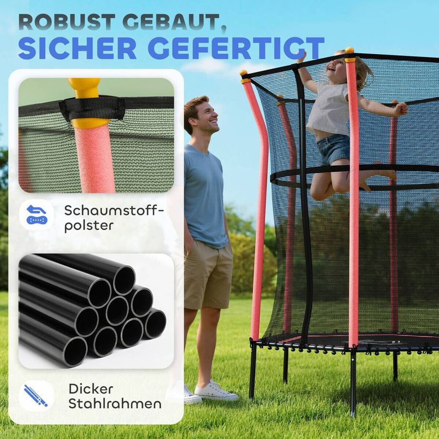 HOMCOM Kinder Trampolin mit Sicherheitsnetz Rot - Bild 3