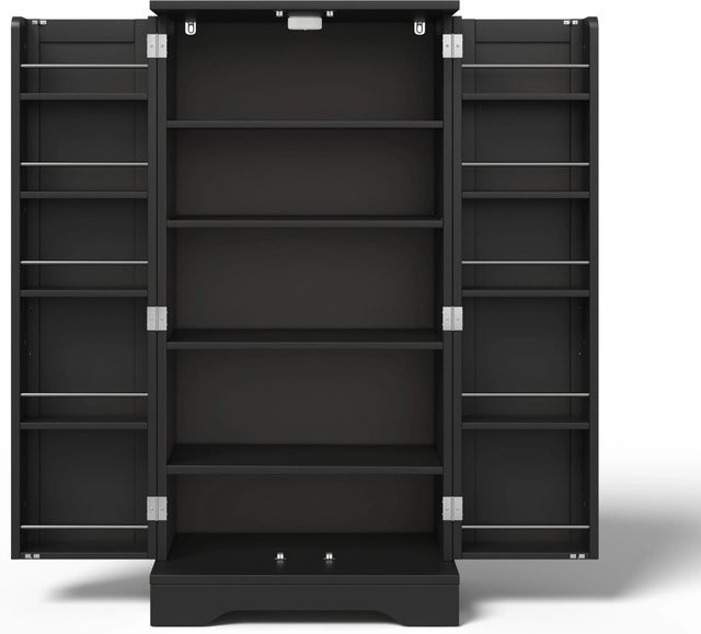 okwish Küchenschrank mit LED Sensorlicht und verstellbaren Regalböden, Schwarz, B/T/H: 120 x 60 x 40 cm - Bild 1