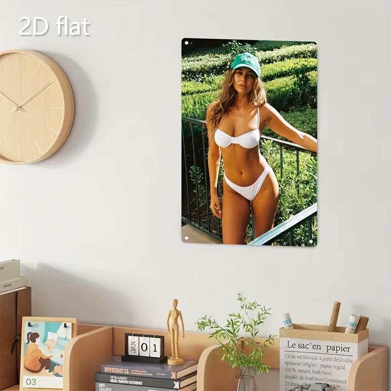 HELLOYOUNG Wandkunst Metall-Bikini-Strandschild in Mehrfarbig, Maritime Deko aus Eisen, B/H: 30,0 x 20,0 cm - Bild 4