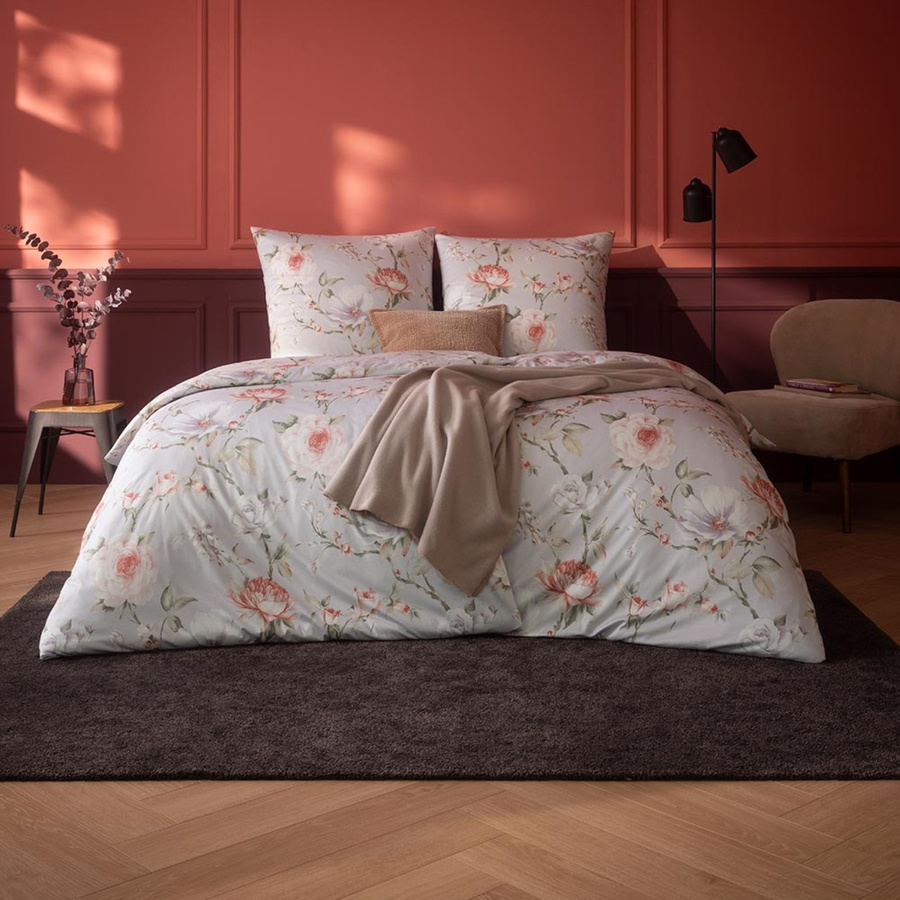 Estella Mako Jersey Bettwäsche Penelope Rosa Rosen Blüten mit Bettbezug und Kissenbezug, B/H: 135 x 200 cm und 80 x 80 cm - Bild 1