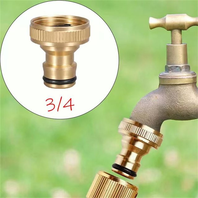 FLOWERS SPRAL Schnellkupplung aus Messing mit 3/4 Zoll US Gewinde in Gold für Gartenbewässerung und Autowäsche - Bild 1