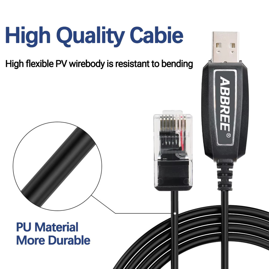 ABBREE USB-Programmierkabel in Schwarz für Wouxun KG-UV980 KG-UV950 KG-UV920 KG M70 Mobilfunkgeräte und Autoradios - Bild 4