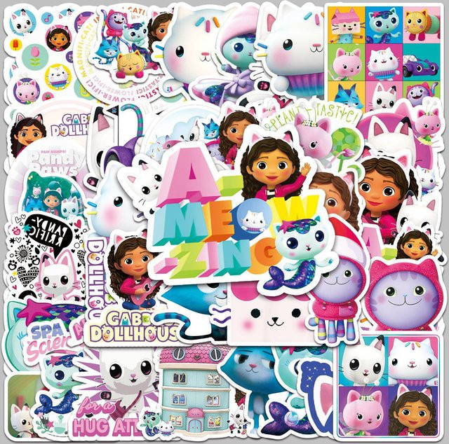 Gabby Dollhouse Katzen Aufkleber, 50-teiliges Set, wasserfest - Bild 1