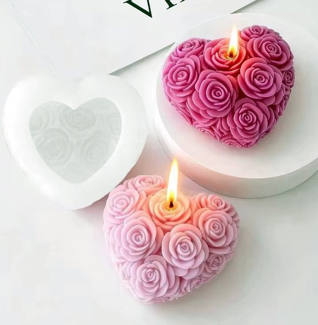 LONTL Silikonform Rose für DIY Kerzen, Seife, Gips und Backformen in Pink - Bild 1