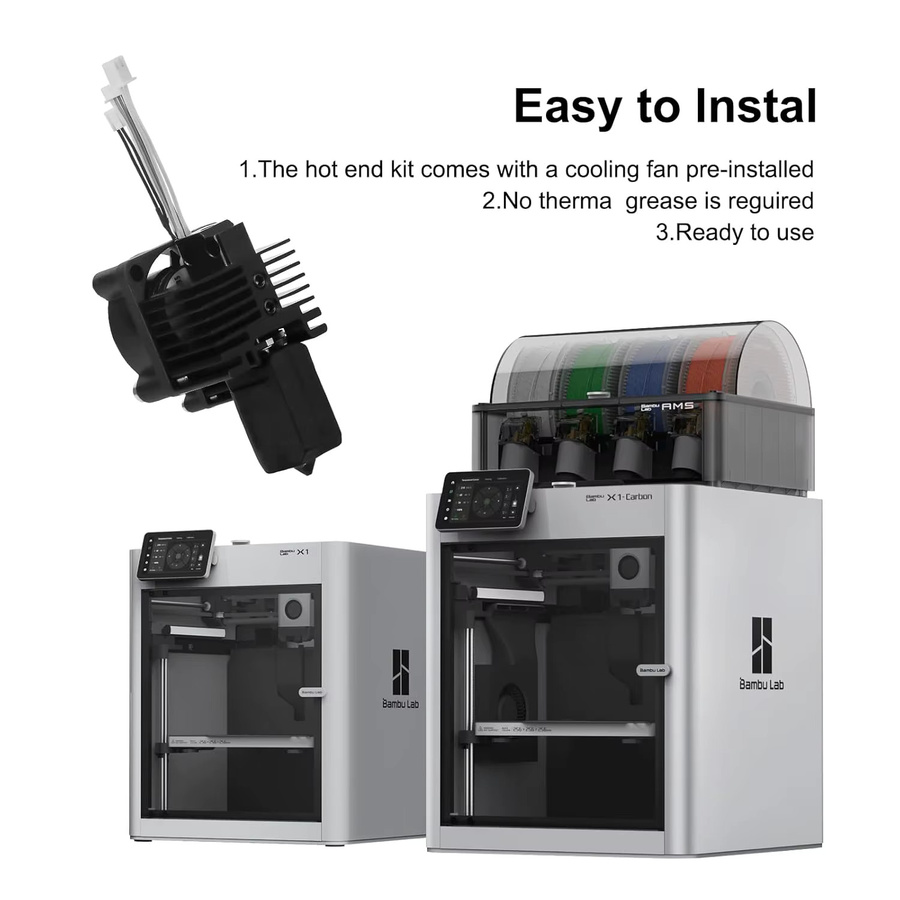 Bambu Lab Hotend-Baugruppe 0,4mm für X1 und X1C Serie mit Kühlventilator in Schwarz - Bild 3