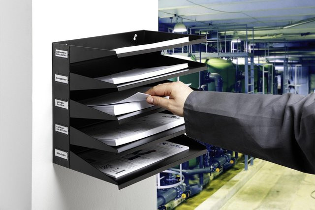 Durable Dateiablagebox aus Stahl und Polyester, 5 Fächer, DIN A4, Schwarz, B: 33,0 cm, T: 25,0 cm, H: 36,0 cm - Bild 2