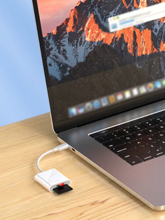 T-WOLF Zwei-in-eins USB-C OTG Kartenleser mit USB 3.0 für SD und TF Karten in Weiß - Bild 3