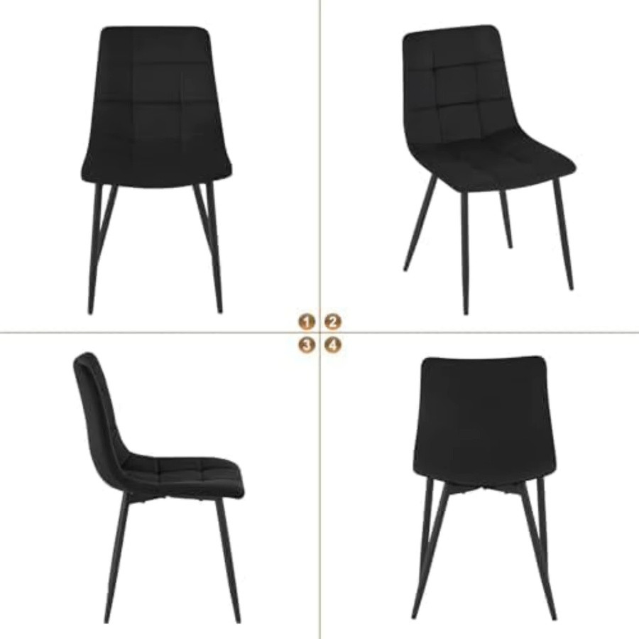 6er-Set Eugad Esszimmerstühle aus Samt in Schwarz mit ergonomischer Rückenlehne und Metallbeinen für dein Esszimmer, deine Küche oder dein Schlafzimmer - Bild 6