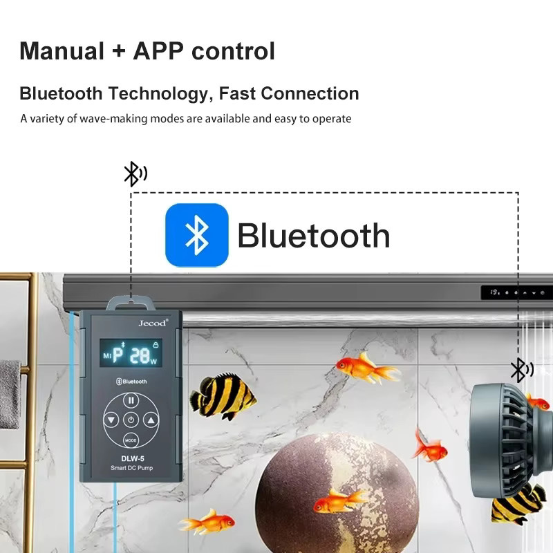 Jebao Jecod DLW-5/20 Bluetooth-Wellenpumpe für Aquarien mit App-Steuerung, DC Salzwasser-Wasserpumpe für dein Fischbecken - Bild 3