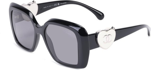 Chanel CH5518 Sonnenbrille, Acetat, Unregelmäßige Form, Schwarz, Damen - Bild 1