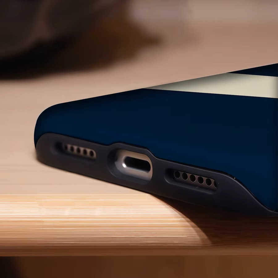Potdemiel Robuste doppelschichtige Handyhülle mit diagonalen Streifen in Marineblau für iPhone 17 16 15 14 13 Pro Max Plus, magnetisch kompatibel - Bild 6