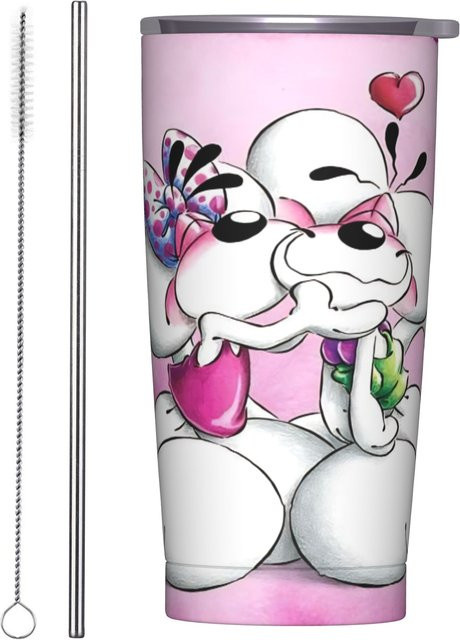 D-Diddles Isolierter Edelstahlbecher mit Strohhalm und Deckel, Auslaufsicherer Diddl Cartoon Becher, Mehrfarbig, 591 ml - Bild 1