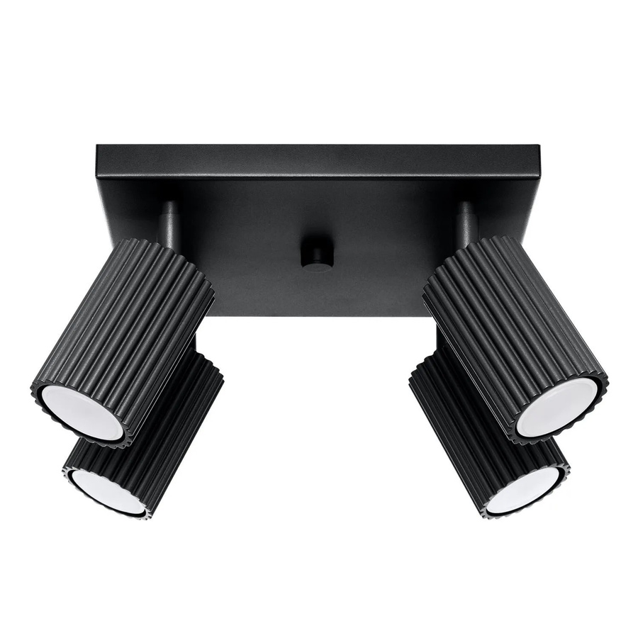 Licht-Erlebnisse Deckenstrahler Eckig Modern 4-Flammig Schwarz Aluminium B: 25 cm - Bild 2