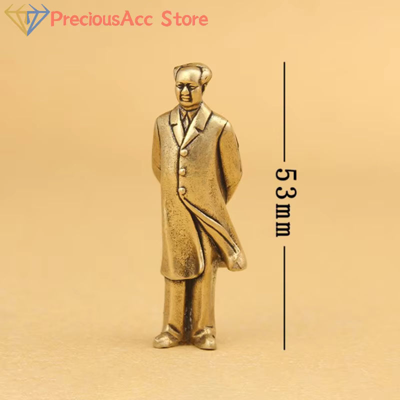 WHPHous Mao Zedong Statue aus Messing in Gold, geschnitzte chinesische Sammlerfigur - Bild 4