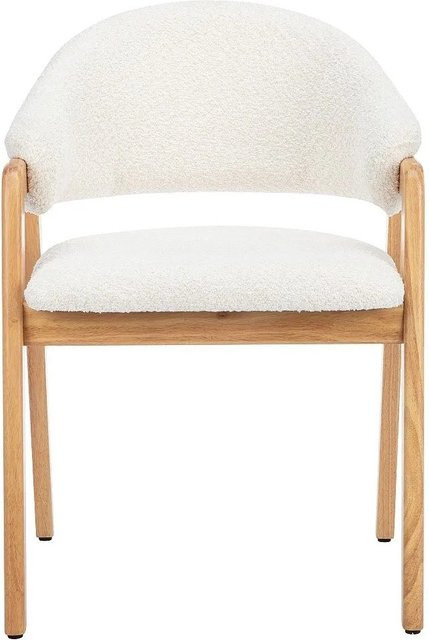 Vente-unique Soluna Stuhl in Weiß mit Bouclé-Stoff und Gummibaumholz im skandinavischen Design, Höhe: 56 cm - Bild 1