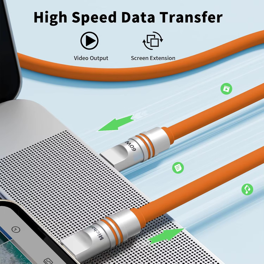 Hichain 2er-Pack USB C auf Typ C Schnellladekabel PD240W aus weichem Flüssigsilikon und Zinklegierung in Schwarz für iPhone, Laptop und Tablets - Bild 2