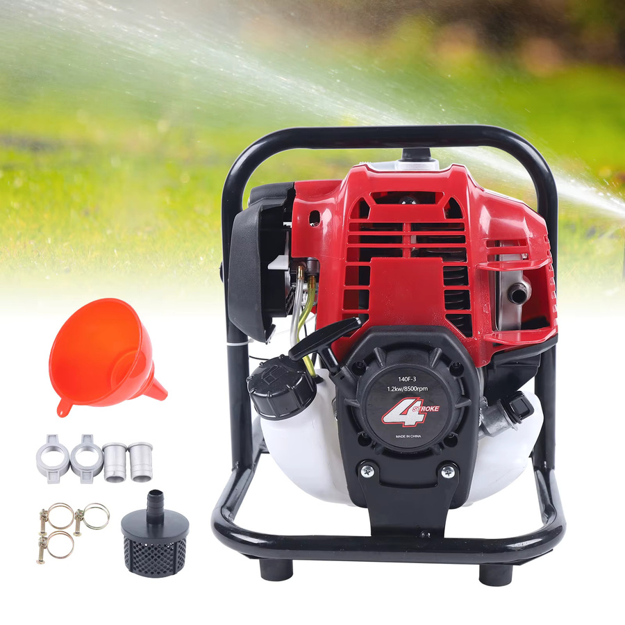 Tragbare 4-Takt-Wassertransferpumpe für Benzinmotoren, einzylinderig und luftgekühlt, Farbe: Rot - Bild 3