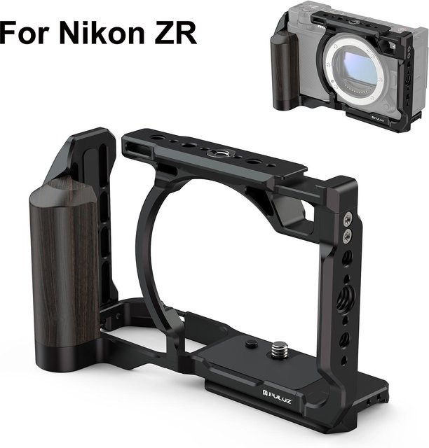 PULUZ Holzgriff und Metall Kamerakäfig Erweiterungsrahmen für Nikon ZR in Schwarz - Bild 1