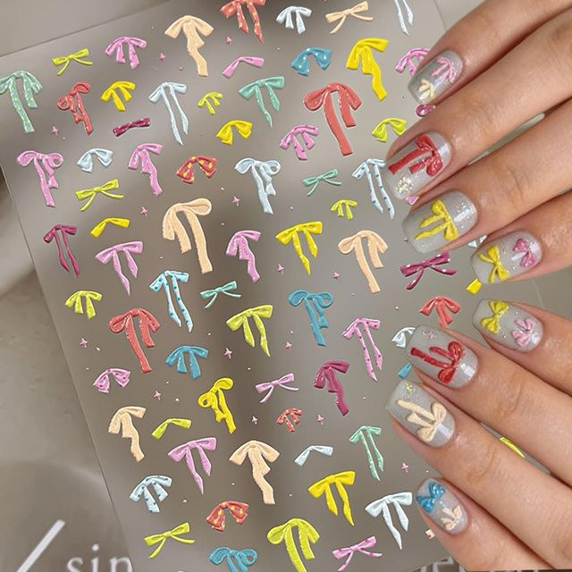 MAFANAILS Nagelsticker, Polka Dot Schleifen, Bunt, Glänzend, Damen - Bild 1