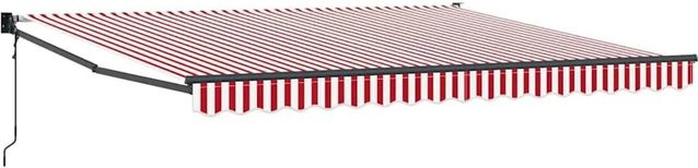 vidaXL Einziehbare Markise mit Fernbedienung aus Polyester und Aluminium, Rot und Weiß gestreift, B: 400 cm, T: 300 cm, H: 165 cm - Bild 1