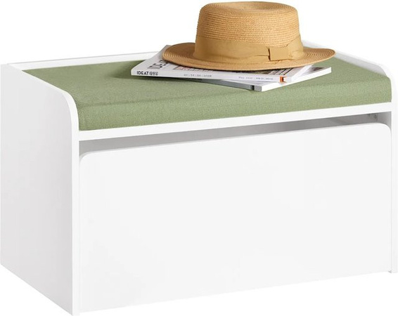 SoBuy Kinder Spielzeugtruhe KMB80-W als Aufbewahrungsbox und Schuhbank in Weiß oder Grün mit Rollen, B/T/H: 60 x 34 x 35 cm