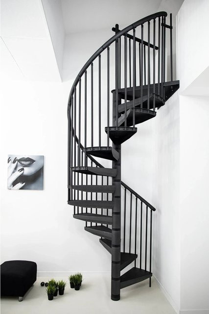 Minka Spindeltreppe Rondo Color aus Stahl in Anthrazit und Schwarz für eine Geschosshöhe bis 300 cm - Bild 1