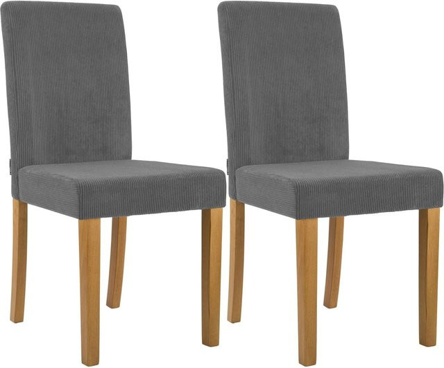 2er Set Esszimmerstühle DELUKE DALAN in Grau mit Cord-Bezug, B/T/H: 41 x 47 x 91 cm - Bild 1