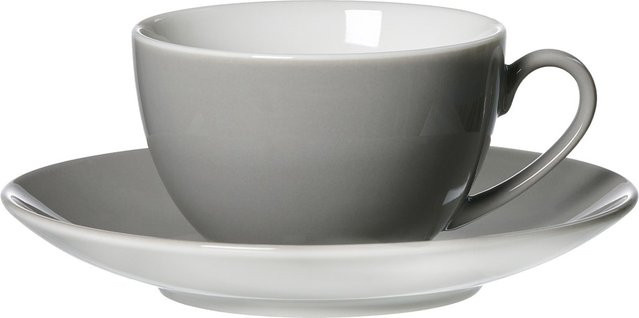 Ritzenhoff & Breker Kaffeetasse Doppio mit Untertasse aus Porzellan, Grau, 200 ml - Bild 1
