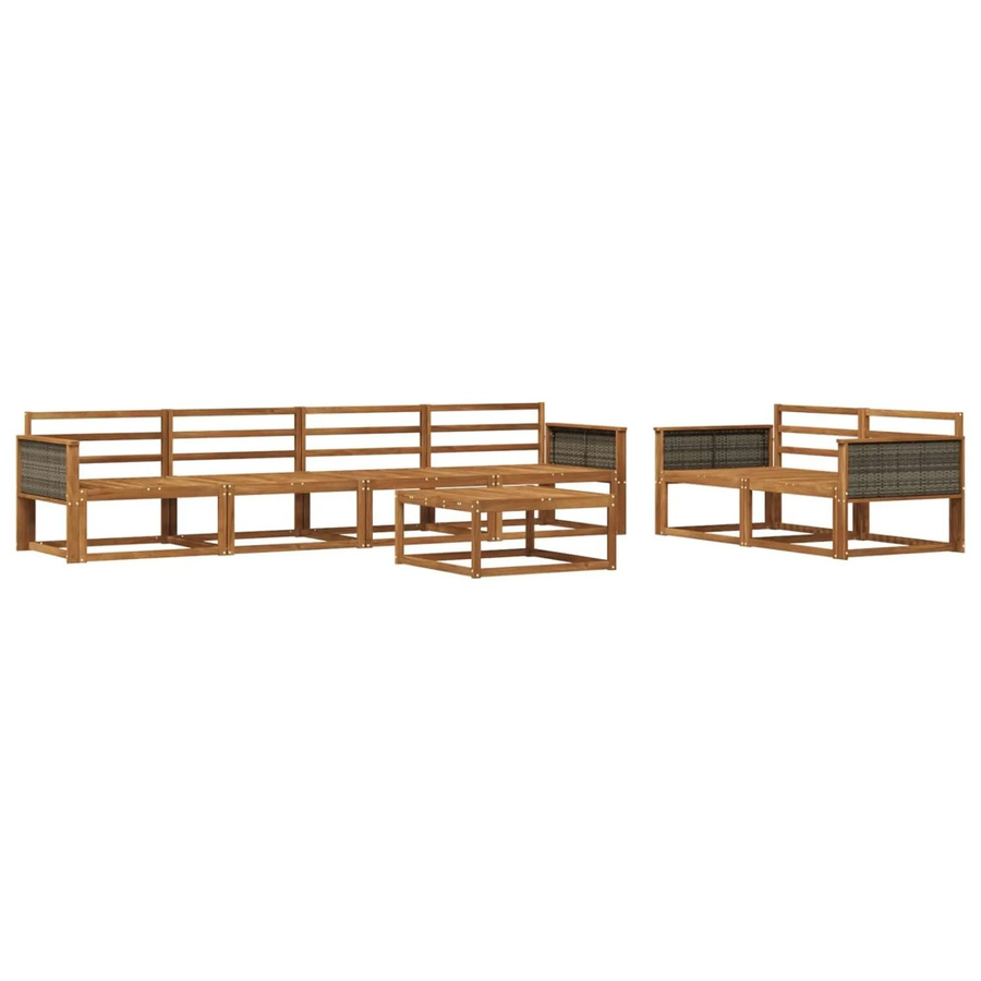 vidaXL Outdoor-Sofagarnitur aus Massivholz Akazie in Braun, 7-teiliges Set im modernen Latten-Design - Bild 2