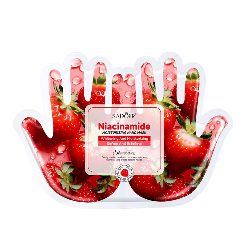SADOER Erdbeer-Handmasken mit Niacinamid, 5 Paar, Unisex - Bild 4