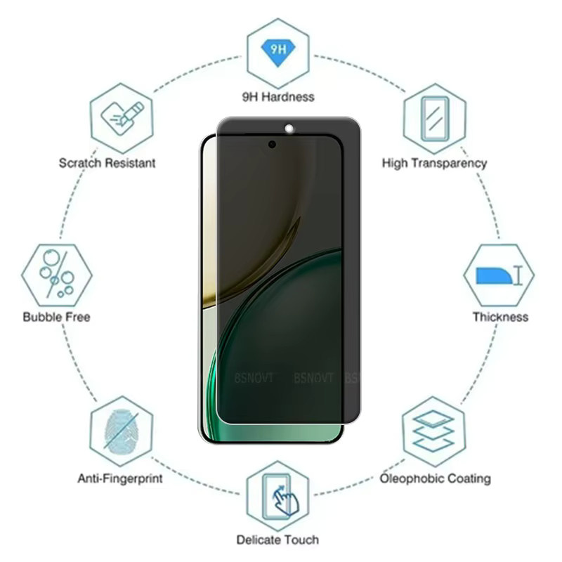Honor Magic 8 Lite Privacy Displayschutzfolie aus Glas mit 9H Härtegrad und Anti-Spy-Funktion - Bild 3