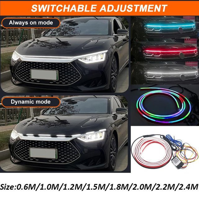 JL Cars LED Dynamisches Tagfahrlicht DRL für die Auto-Motorhaube, roter LED-Streifen, Länge: 0,6 m - Bild 1