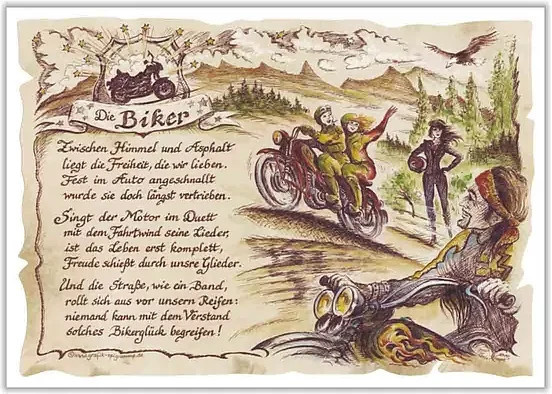 Tantum Graphic Poster Sportbild Biker auf Antikpapier, Mehrfarbig, Breite: 21,0 cm - Bild 1
