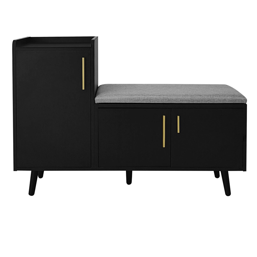 Merax Schuhbank Schwarz als Sitzbank und Schuhtruhe mit Stauraum, B/T/H: 100 x 34 x 69 cm - Bild 2