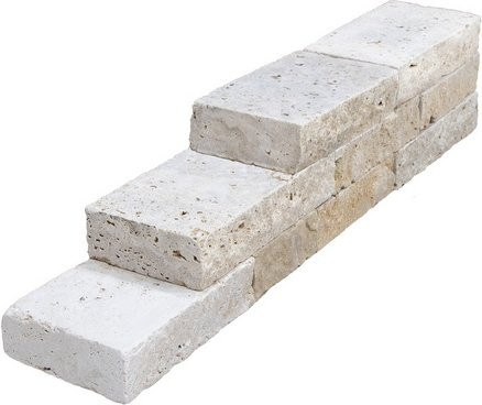 WOHNRAUSCH Travertin-Mauersteine beige, 0,5 m², H x B x T: 7,5 x 18-20 x 20-50 cm, Naturstein offenporig gespalten und getrommelt - Bild 1