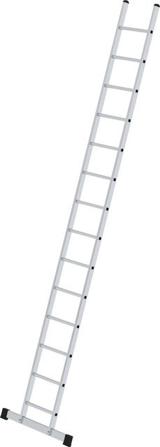 PROREGAL Sprossen-Anlegeleiter mit Standard-Traverse, 14 Sprossen, Silber - Bild 1