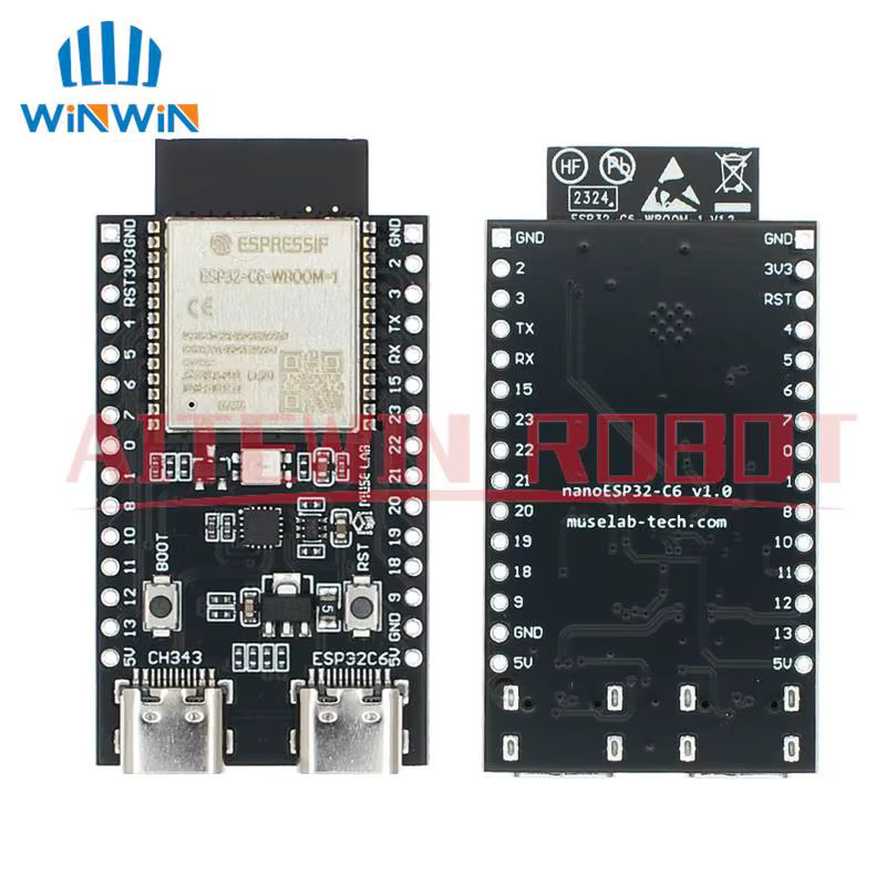 Espressif ESP32-C6-DevKitC N4R2 Entwicklungsboard mit WiFi und Bluetooth sowie USB-C Anschluss in Schwarz - Bild 2