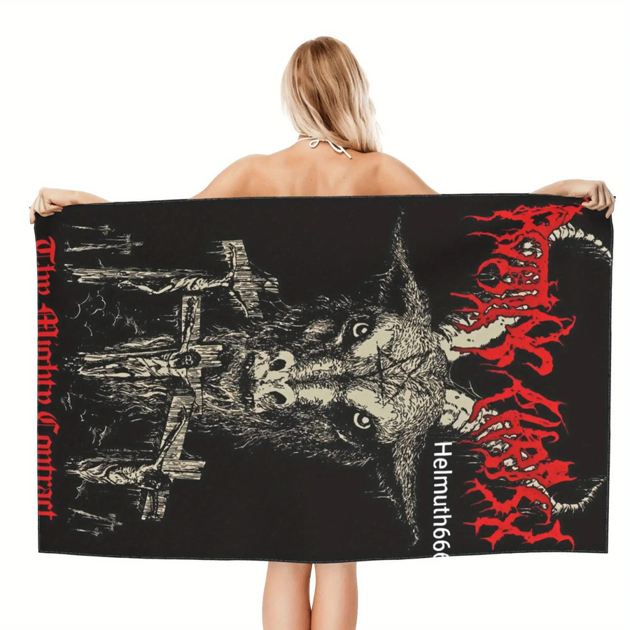 Rotting Christ Strandtuch aus Mikrofaser in Schwarz mit Metal Band Druck, weich und schnelltrocknend, B/H: 40 x 60 cm - Bild 4