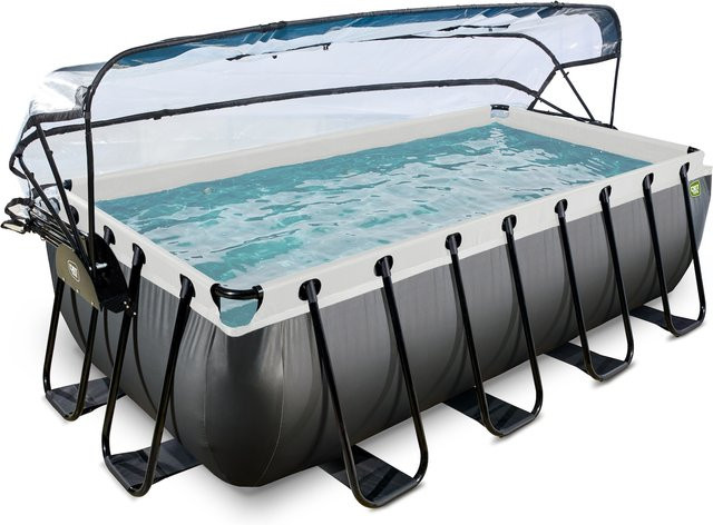 EXIT Black Leather Pool Schwarz mit Sandfilterpumpe und Abdeckung B/T/H: 400 x 200 x 100 cm - Bild 1