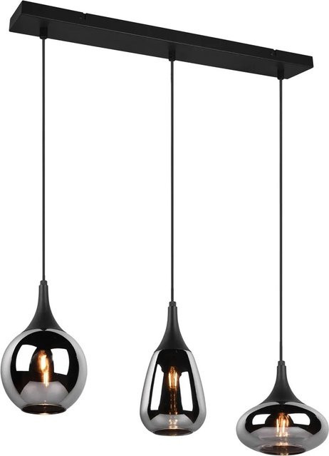 Trio Pendelleuchte Lumina 3-flammig Schwarz Matt mit Glas und LED, B/T/H: 68,8 x 19,5 cm - Bild 1