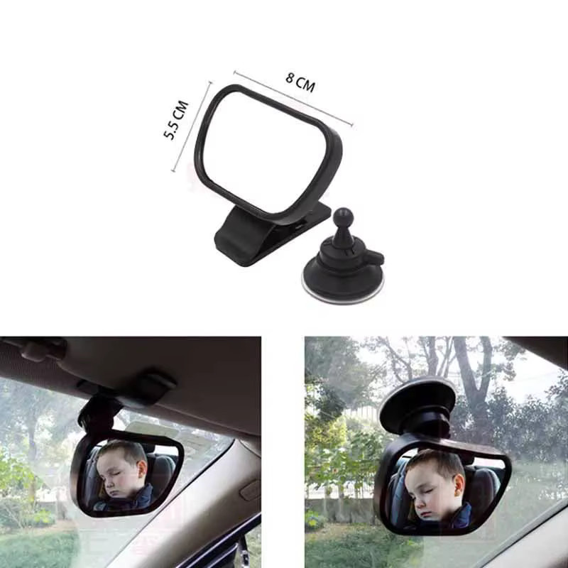 2-in-1 Baby-Auto-Spiegel für den Rücksitz mit verstellbarem Saugclip in Schwarz - Bild 5