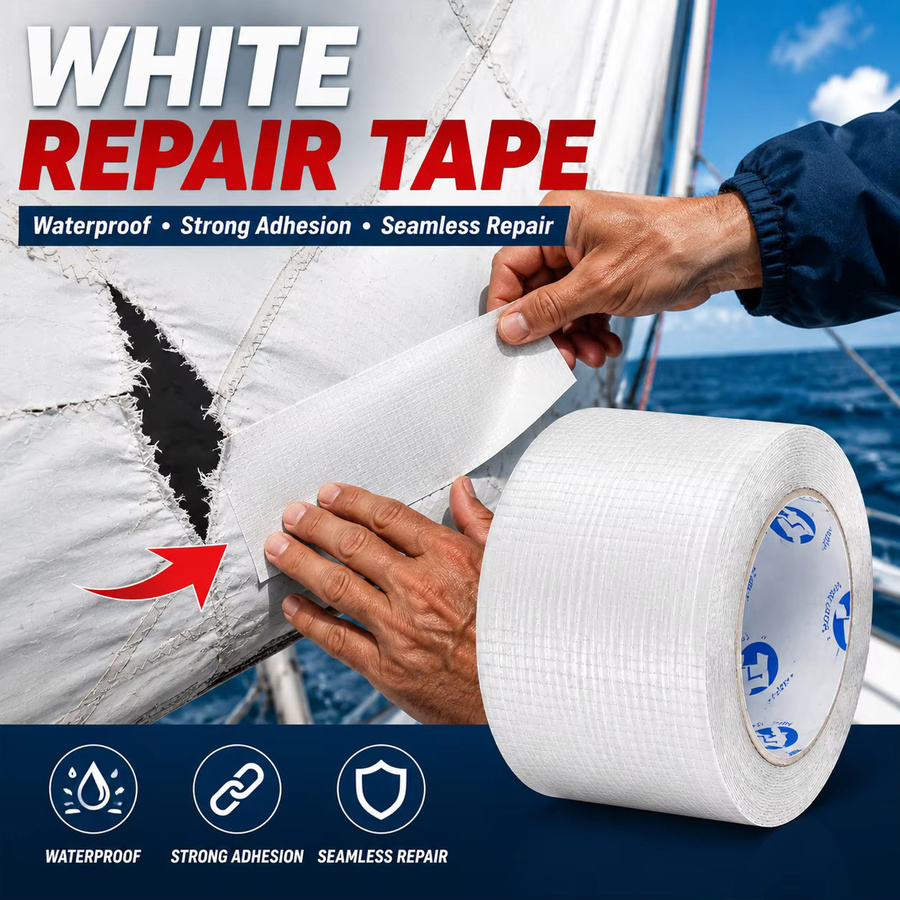 FEITE TAPE Wasserdichtes Segel-Reparaturband aus Kunststoff in Transparent oder Weiß für Bootssegel, Planen und PVC-Gewebe - Bild 3