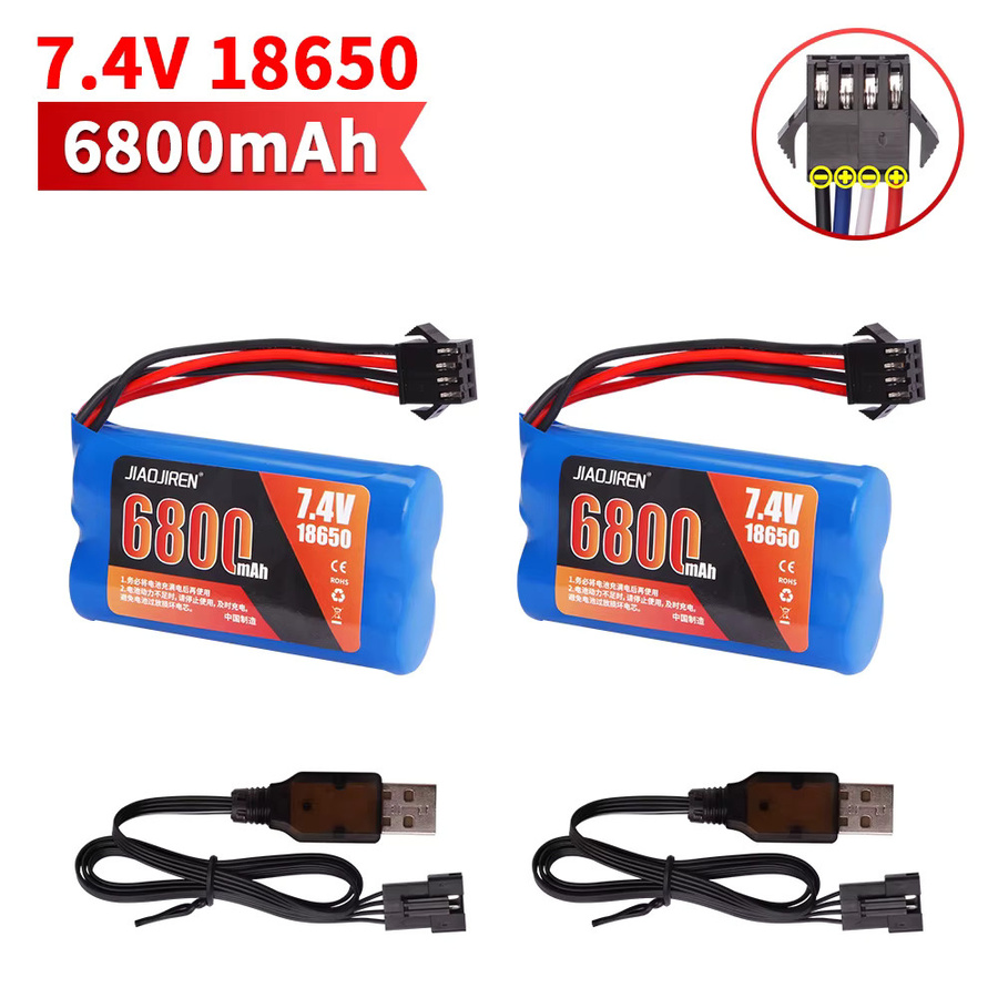 Jiaojiren 2S Li-Ion Akku 7,4 V 6800 mAh mit SM-4P Stecker in Blau für RC Spielzeugautos, Boote und Kugelpistolen - Bild 2