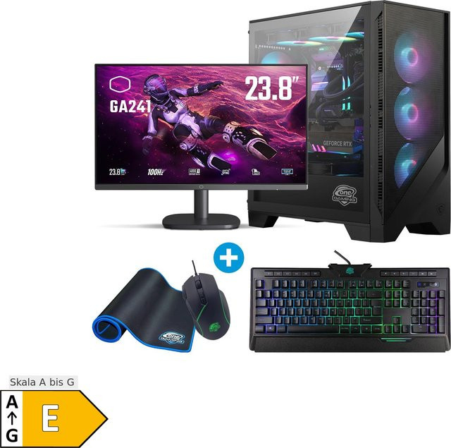 ONE GAMING Entry Gaming Komplett-PC AN395 in Schwarz und Silber mit RTX 3050, AMD Ryzen 5 5600X, 16GB RAM, 480 GB NVMe SSD und Windows 11 - Bild 1