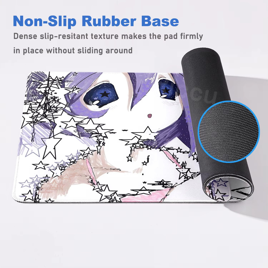 Riccu Mauspad XXL Lila Anime Mädchen Design rutschfeste Schreibtischunterlage für Gaming und Büro - Bild 3