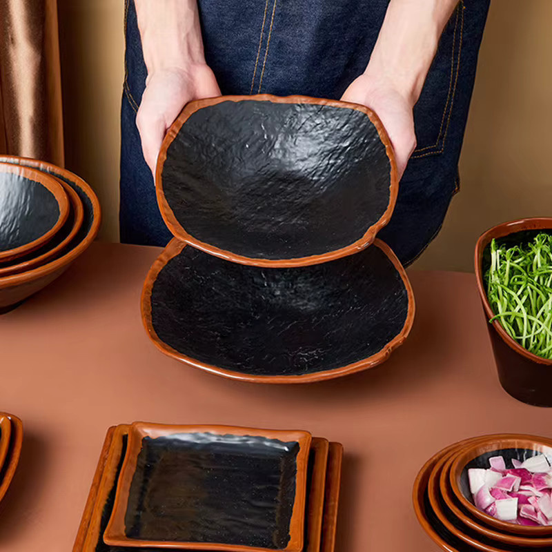 JINGDE CERAMICS Melamin-Essteller in Schwarz für die professionelle Gastronomie - Bild 3