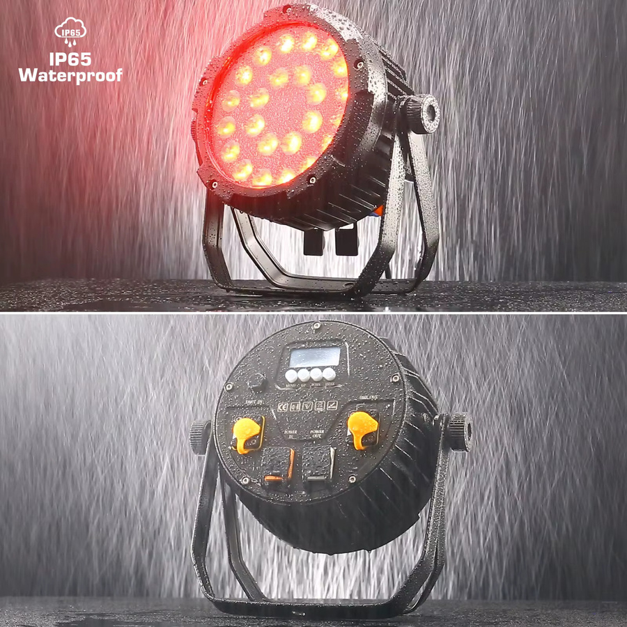 U'King 4er-Set Wasserdichte LED Par Lichter RGBWA + UV 6in1 mit DMX512 und Strobe-Effekt in Schwarz - Bild 4