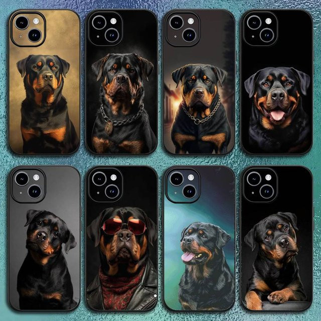 Rottweiler Hunde Handyhülle für Apple iPhone 12 13 14 15 16 Pro Max Plus in Schwarz Softshell - Bild 1
