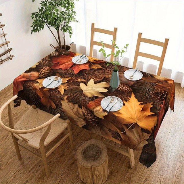 Wasserdichte rechteckige Tischdecke Beau Maison mit Herbsternte-Design in Braun, B/L: 140 x 180 cm - Bild 1
